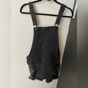 Express black denim overall shorts